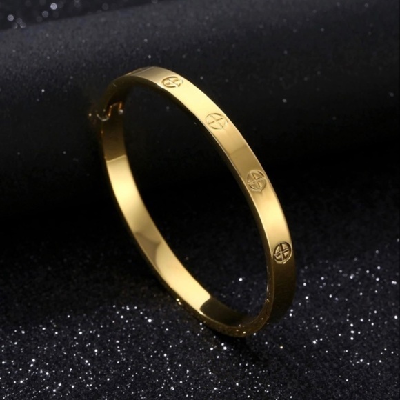 Gold Plated Stainless Steel Love Cross Bracelet - Picture 2 of 3